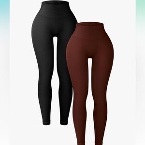 2 Pack Ribbed High Waisted Leggings